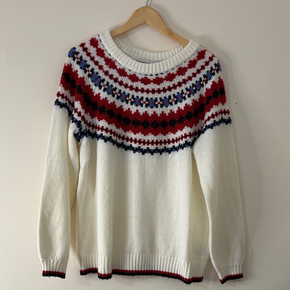 NWT Lane Bryant Fair Isle Nordic Knit Sweater 14/16 Cozy Winter Fisherman Layer